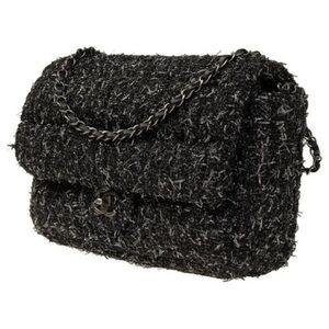 **CHANEL** Tweed Flap Bag Metallic and Sequin with Dust Bag